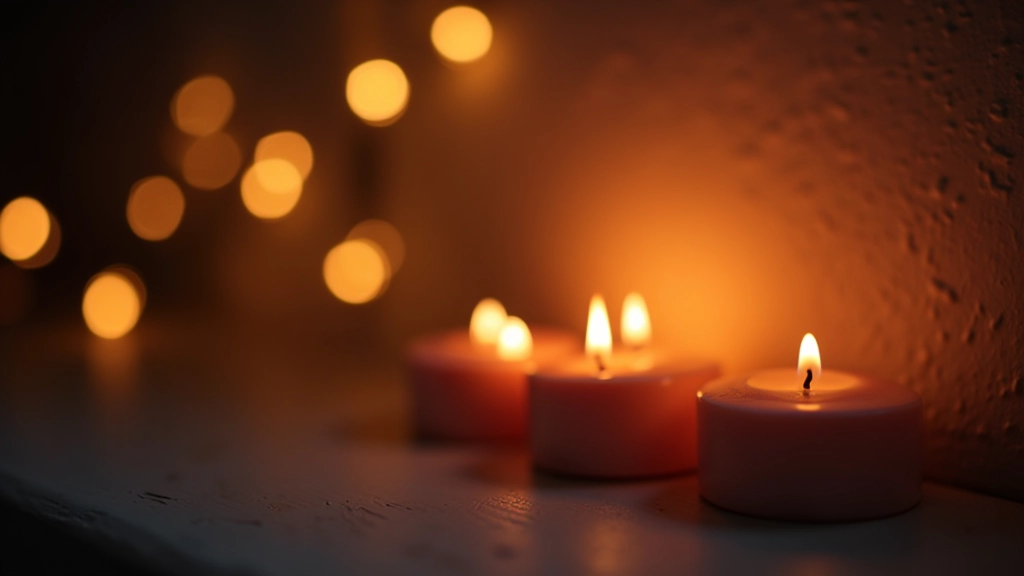 Warm candles and soft lighting creating a peaceful evening atmosphere