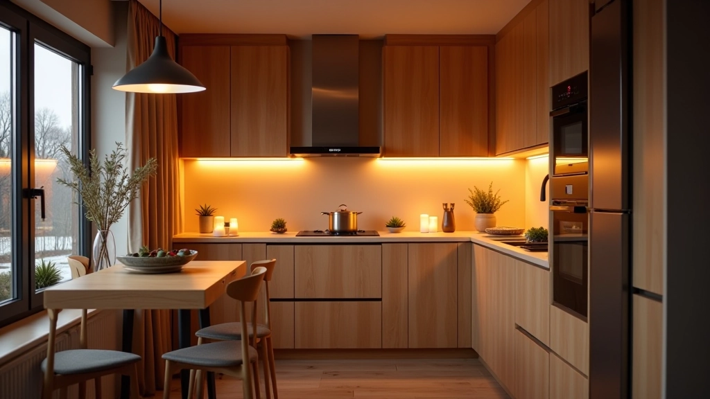 Kitchen space with functional warm lighting design